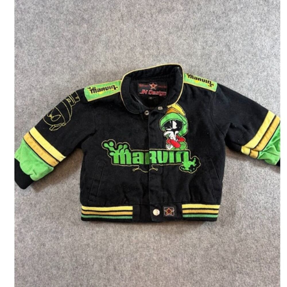 VTG Y2K Jeff Hamilton Marvin The Martian Looney Tunes Bomber Jacket Toddler 2T